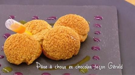 Entremet chocolat tonka de Mounir - Gâteau chocolat et noisettes caramélisées de Agathe - Choux chocolat au lait passion de Gérald 