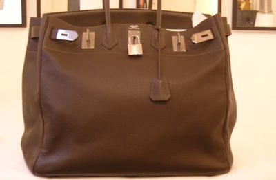 HERMES HAC 50 cm Cuir Togo Chocolat