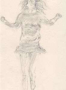 une femme pose - dessin/croquis au crayon