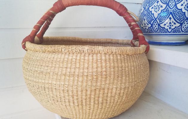 Panier africain rond naturel