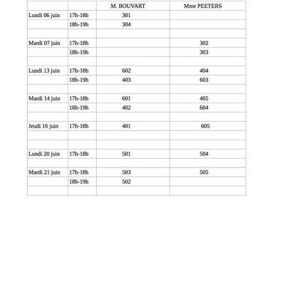 Planning des Conseils de classe du 3ème TR2016