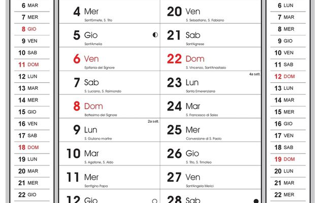 calendario italiano 2017 - gennaio
