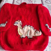 tuto gratuit pull taille 8 ans : pull dinosaure 2 - Chez Laramicelle