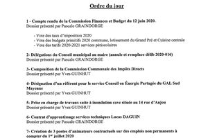 CHemaze : L'ordre du jour du prochain conseil municipal prevu le lundi 29 juin 20