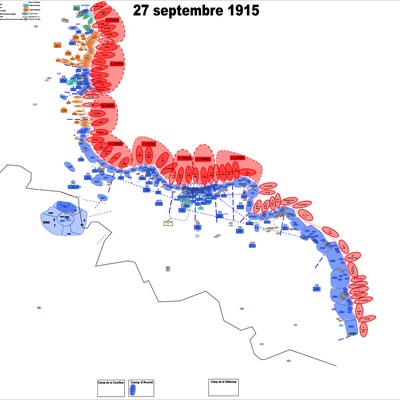 Lundi 27 septembre 1915. Confirmation des bonnes nouvelles données hier par le com­muniqué, qui indique aujourd'hui 20000 prisonniers et vingt-quatre canons pris