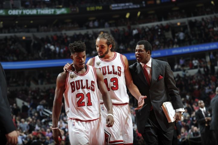 Joakim Noah avec son coéquipier Jimmy Butler