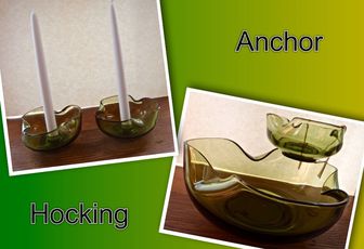 Vintage et rétro : chip & dip et bougeoirs "Anchor Hocking" !