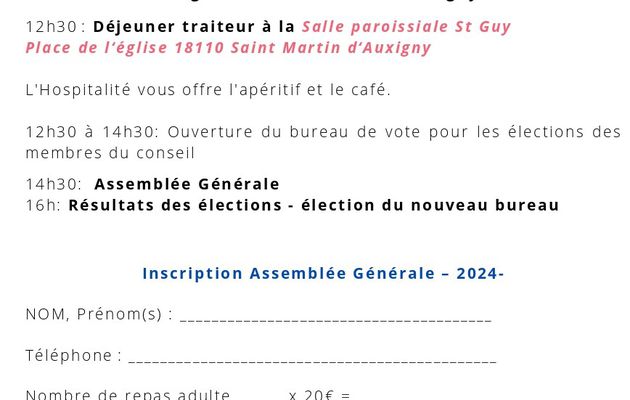 Inscription à l'Assemblée Générale 2024