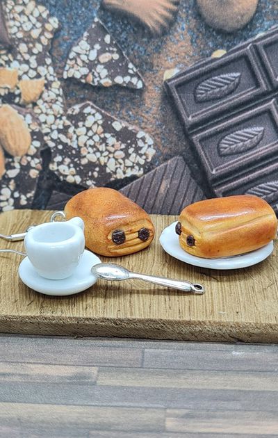 Boucles d'oreille pain au chocolat - chocolatine