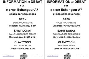 Réunion débat sur le projet d'échangeur A7 par le collectif "ASSEZ!" à saint Donat