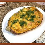 Butternut farcie aux lardons, crème et cheddar