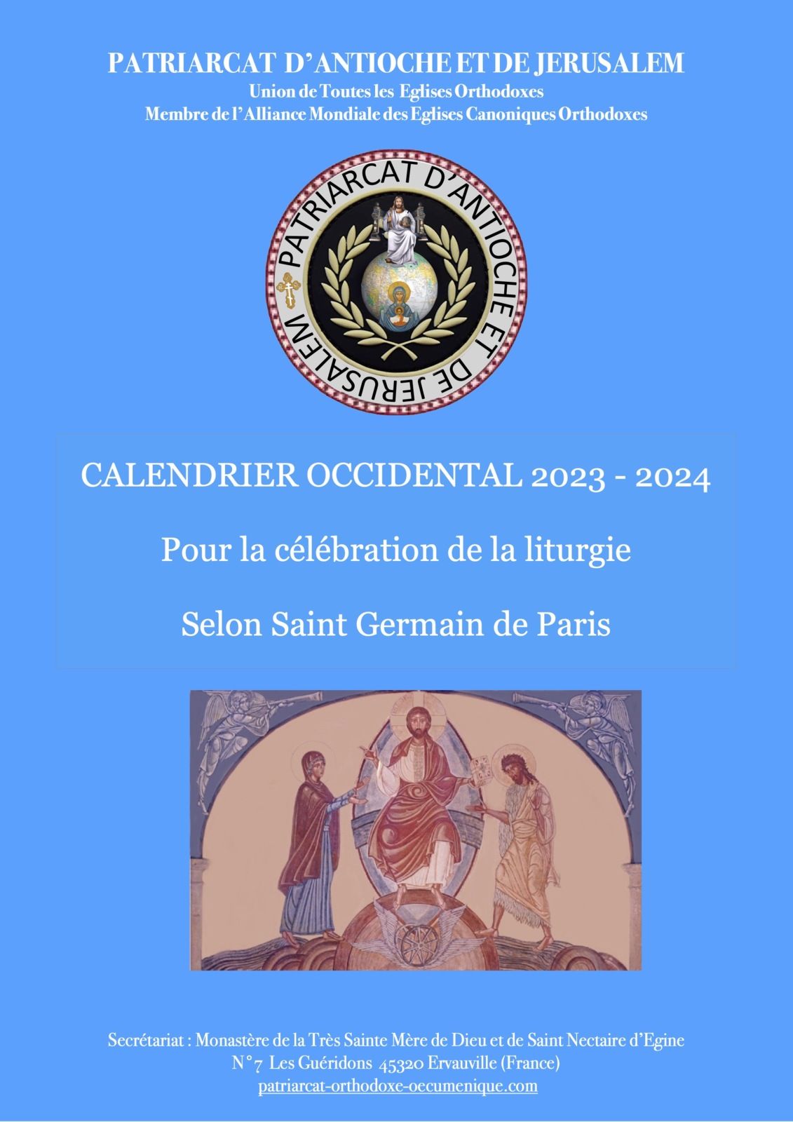 CALENDRIER LITURGIQUE OCCIDENTAL 20232024 Patriarcat d