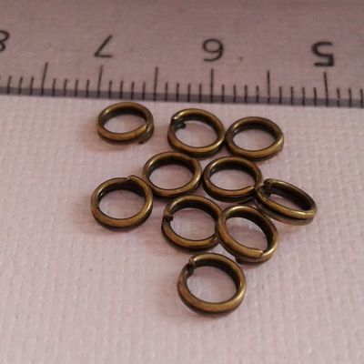 lot 10 anneaux doubles,ronds laiton bronze,5 mm,fourniture bricolage mercerie,diy bijou accessoire décoration,scrapbooking,gothique vintage retro,baroque punk kawaii,boheme victorien edouardien