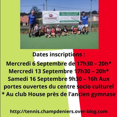 Dates inscriptions saisons 2023/2024