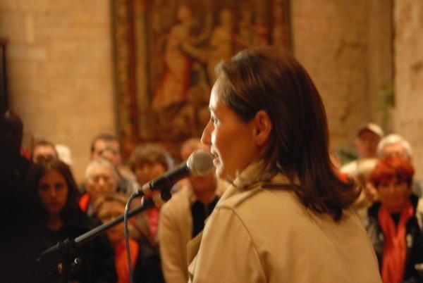 Visite de Ségolène Royal à Narbonne le 4 novembre 2008, reçu par le député-maire Jacques Bascou à la salle des synodes.