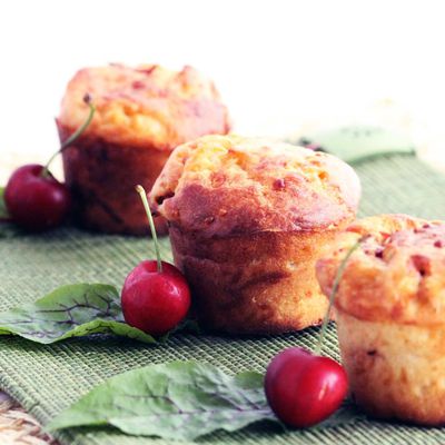 Muffins au fromage de Herve et aux cerises