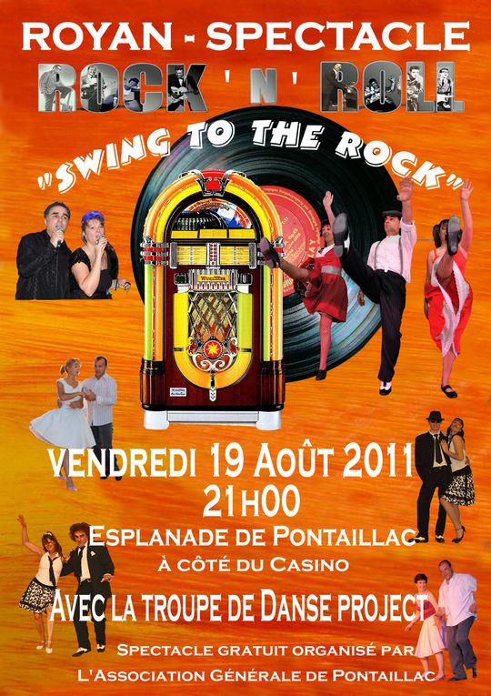 Sur le front de mer entre le casino et un bar bercé par les vagues, Royan au rythme du Rock'n'Roll avec le spectacle " Swing to the Rock" présenté par DANSE PROJECT. Soirée organisée par l'Association Générale de Pontaillac, présidée par Mad