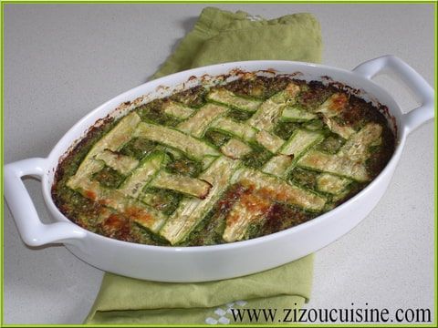 Gratin de ravioles aux courgettes et au basilic