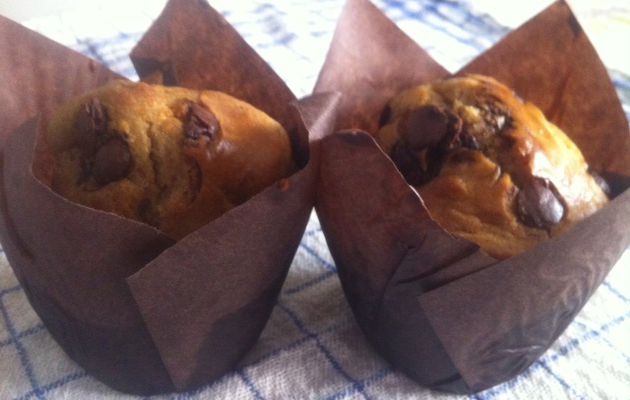 Muffins aux deux farines équitables pépites de chocolat noir maison et à la Stévia de Lunel .