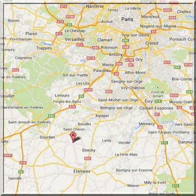 Essonne - Villeconin - Position château sur carte