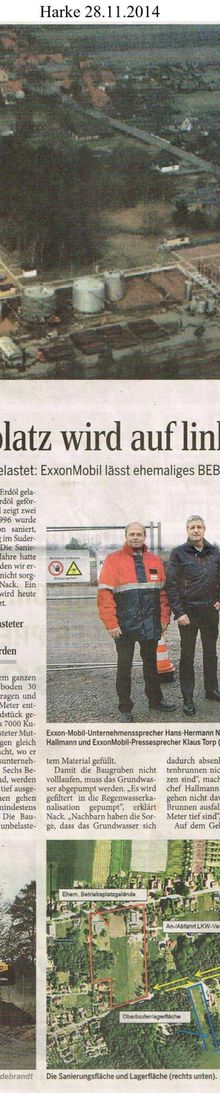 Harke 28.11.14 -- Rodewald: alter ExxonMobol-Bohrplatz belastet