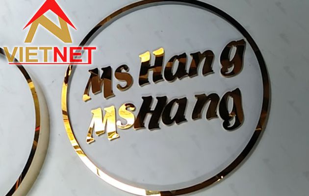 Bảng hiệu chữ inox vàng Ms Hang