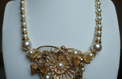 COLLIER PERLES ET FIL D ALU