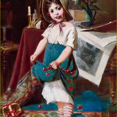 Le temps des cerises par les peintres -  Mor Karvaly (1860-1899) fillette aux cerises 