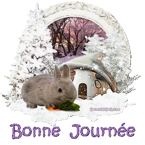 Gif animé Bonne journée hivernale avec mignon petit lapin - les gifs animés  de dentelledelune