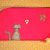 Pochette à maquillage rose chat gris