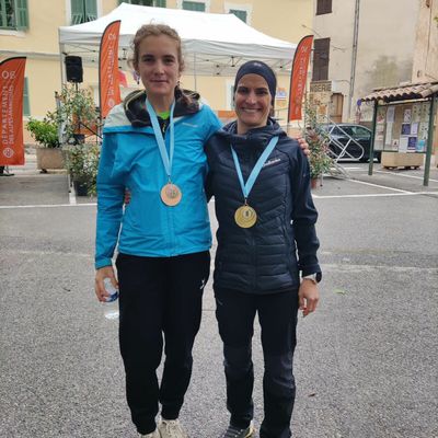 Trail des 4 Cantons 2024 ( Villars-sur-Var, 06) avec Amandine Ginouvès,1ère féminine et Julie Josse, 3ème féminine