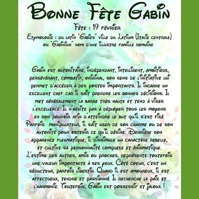 Carte Bonne Fête Gabin - 19 février