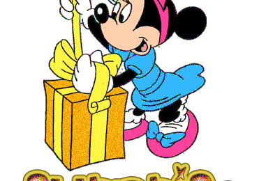 Surprise - Cadeau  Minnie - Disney - Dessin animé - Gif scintillant - Gratuit
