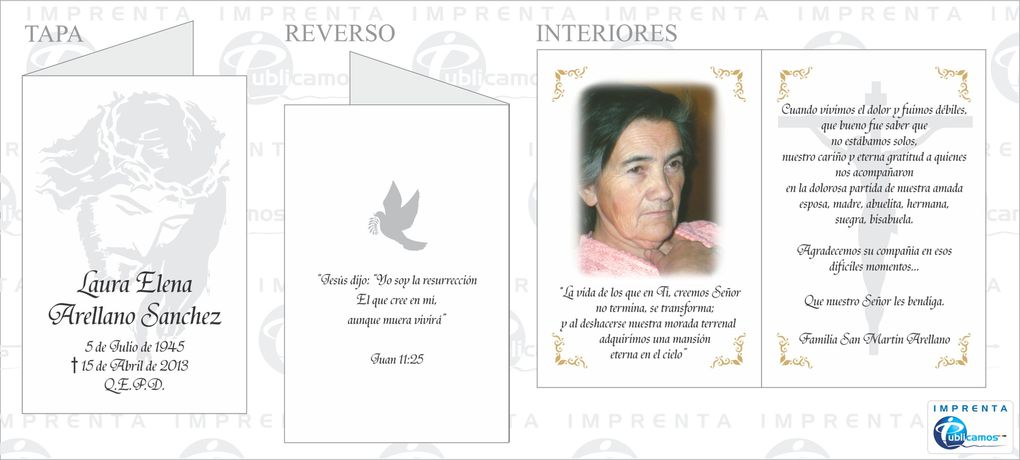 Díptico Jesús 4 / Tarjetas de Agradecimiento de Condolencia