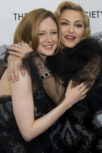 Hosted by the Weinstein Company and The Cinema Society, at the Ziegfield Theater in New York on January 23, 2012. Madonna wears a Marchesa dress. Marchesa designer Georgina Chapman is married to Harvey Weinstein.