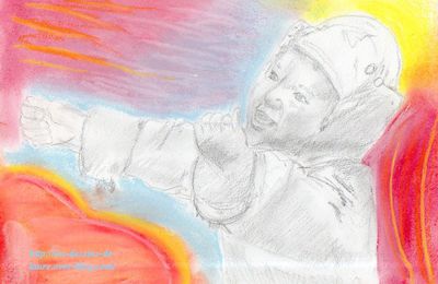 Un enfant ouvrant les bras : dessin au crayon