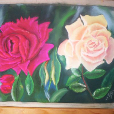 J'ais fait ces roses au pastel sur pastelcard il y a quelques mois 
J'aurais