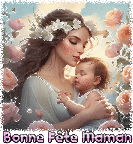 Bonne Fête maman - femme et enfant - gif scintillant
