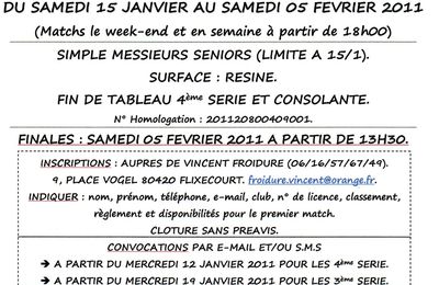 * * * TOURNOI OPEN HIVER 2011 * * *