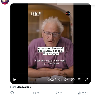 Michel Bini et le Samu Social Agricole dans le Gers, au 13h15 du samedi de France 2