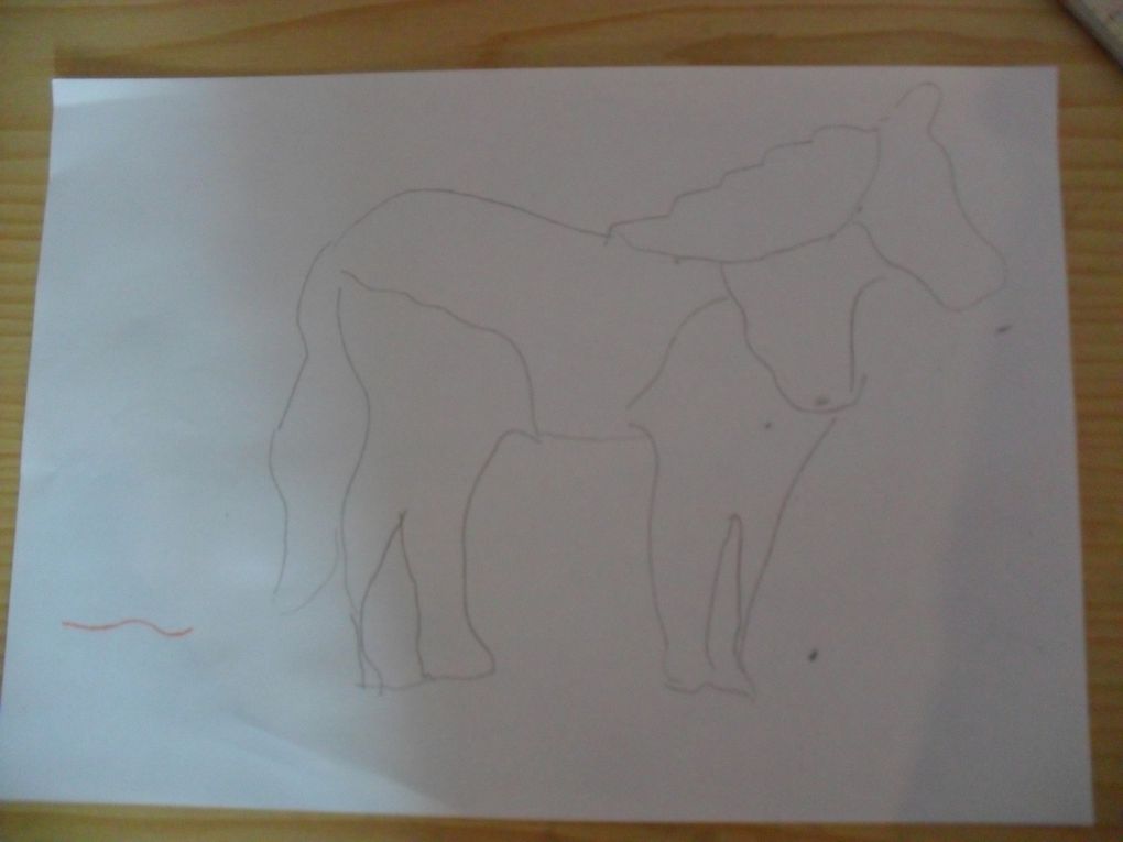 Puzzle du cheval qu'Emilien aime dessiner.