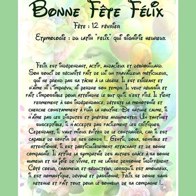 Carte Bonne Fête Félix -12 février