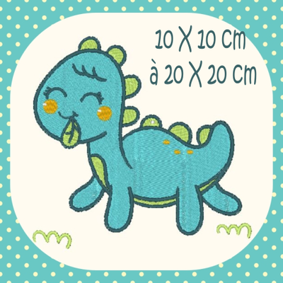 Broderie Dinosaure bleu