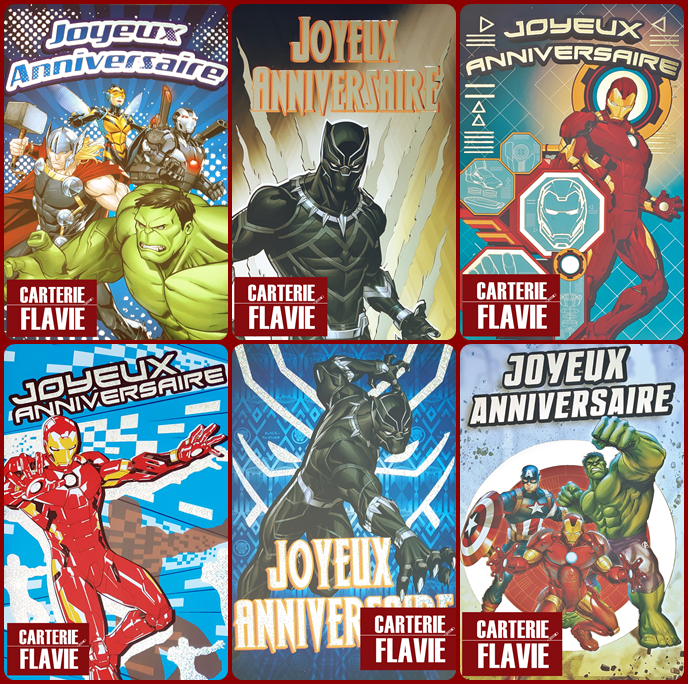 6 nouvelles cartes d'Anniversaire avec Avengers de Marvel :)