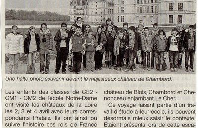 l'école Notre Dame visite des châteaux de la Loire