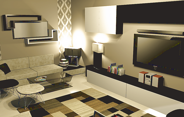 Design 3d  living room by night