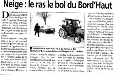 La neige à Vigny 24/12/2010_ Article de la Gazette