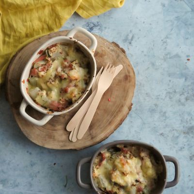 Gratin de blettes à la moutarde et au jambon