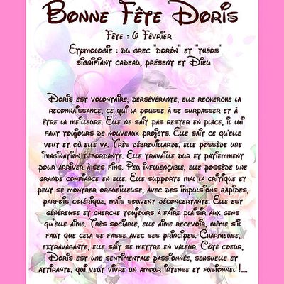 Carte Bonne Fête Doris - 6 février