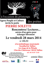 Pierre Soletti le 28 mars à 18h30 à la médiathèque de tullins